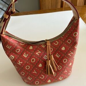 Dooney & Bourke Red Hobo Bag with Gold Hardware and wallet